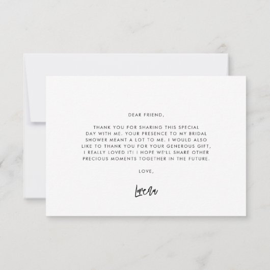 Zeitgenössisches Schwarzes Brautparty Vielen Dank Einladung (Rückseite)