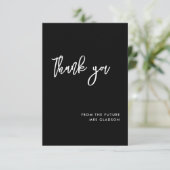 Zeitgenössisches Schwarzes Brautparty Vielen Dank Einladung (Stehend Vorderseite)