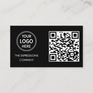 Zeitgenössisches schwarzes Custom-Logo mit QR-Code Visitenkarte