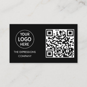 Zeitgenössisches schwarzes Custom-Logo mit QR-Code Visitenkarte