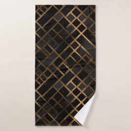 Zeitgenössisches Schwarzes Gold Geometrisches Abst Badehandtuch