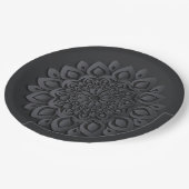 Zeitgenössisches schwarzes Papier schneiden Mandal Pappteller (Schrägansicht)