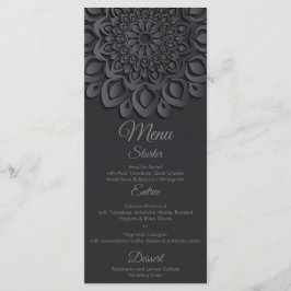 Zeitgenössisches Schwarzpapier Cut Mandala Wedding Menükarte