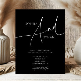 Zeitgenössisches Skript Moody Black Wedding Einladung