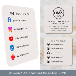 Zeitgenössisches Social Media Logo Off-White Moder Quadratische Visitenkarte