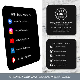 Zeitgenössisches Social-Media-Logo Schwarz Weiß Mo Quadratische Visitenkarte