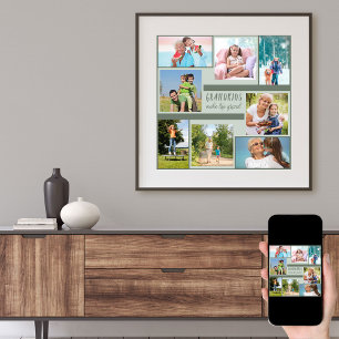 Zeitgenössisches Square-FotoCollage für Großeltern Poster