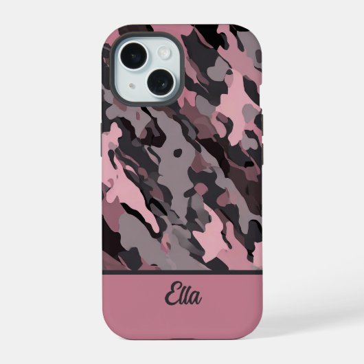 Zeitgenössisches Tarnmuster iPhone 15 Hülle (Rückseite)
