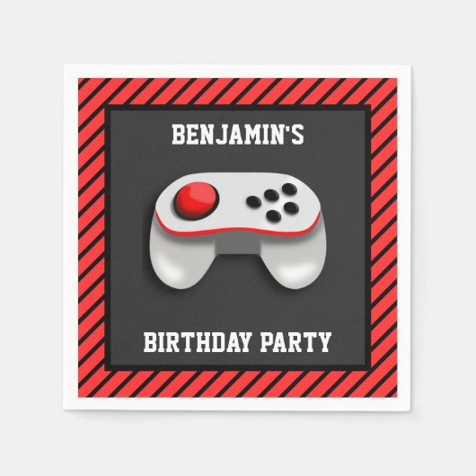 Zeitgenössisches Video Game Birthday Party Paper Serviette (Vorderseite)