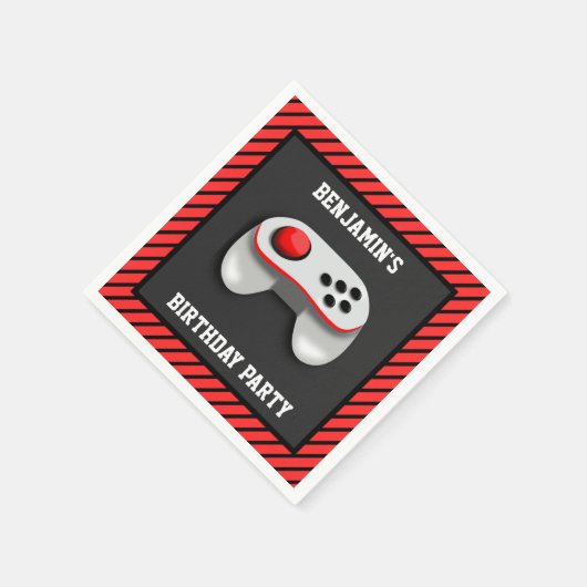 Zeitgenössisches Video Game Birthday Party Paper Serviette (Ecke)
