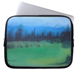 zeitgenössisches Waldland grün und schwarz Laptopschutzhülle