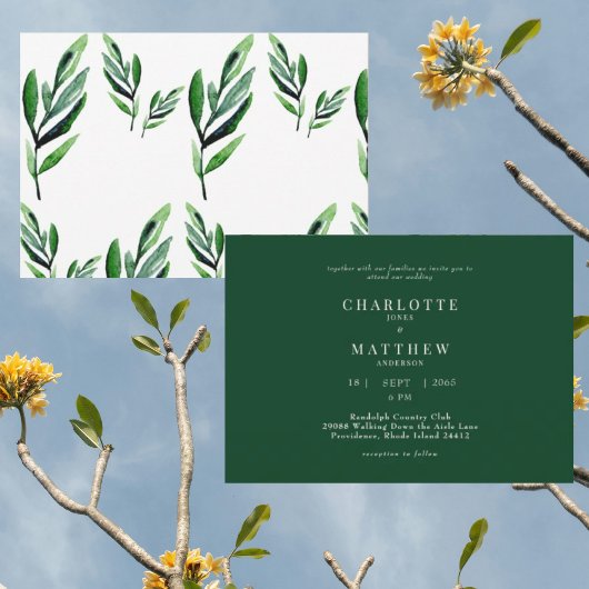 Zeitgenössisches Wasserfarbengrün ohne Eltern Hoch Einladung