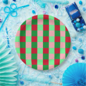 Zeitgenössisches Weihnachten Schachbrettmuster Pappteller (Party)