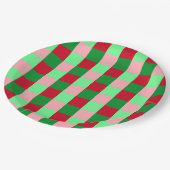 Zeitgenössisches Weihnachten Schachbrettmuster Pappteller (Schrägansicht)