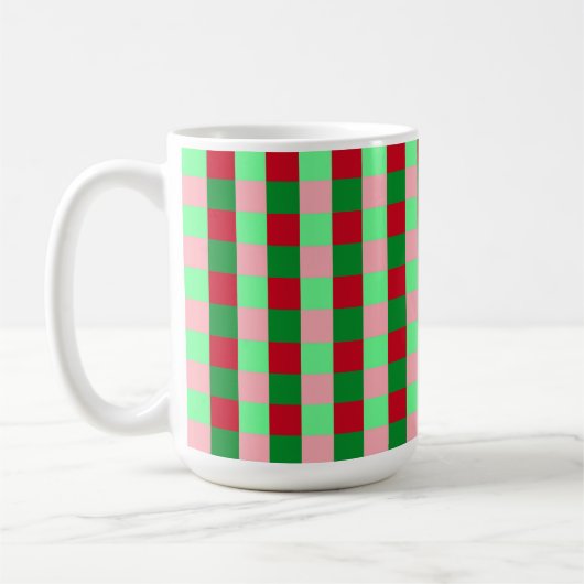 Zeitgenössisches Weihnachts-Schachbrettmuster Kaffeetasse (Links)