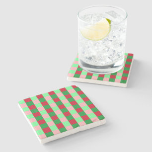 Zeitgenössisches Weihnachts-Schachbrettmuster  Steinuntersetzer