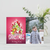 Zeitgenössisches Weihnachtsbaum & Geschenke-Foto Karte (Stehend Vorderseite)