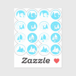 Zeitgenössisches Weihnachtsfest Set Eisblau Aufkleber