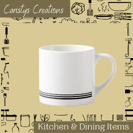 Zeitgenössisches Weiß mit Streifen Espresso Tasse