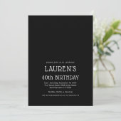 Zeitgenössisches Weißschwarz 40. Geburtstag Party Einladung (Stehend Vorderseite)