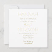 Zeitgenössisches White Gold BAT BAR MITZVAH Classi Einladung (Vorderseite)