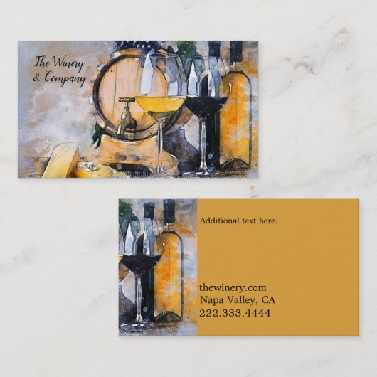 Zeitgenössisches Wine Theme Custom Business Card Visitenkarte (Vorne/Hinten)