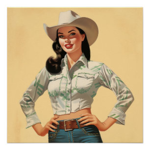 Zeitgeschichtete Vintage Liebe: Wild West Whispers Poster