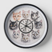 Zeitgesteuerte Uhr: Adorable Cat Faces Design Uhr (Vorderseite)