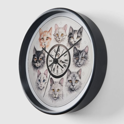 Zeitgesteuerte Uhr: Adorable Cat Faces Design Uhr (Winkel)