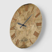 Zeitgesteuerte Vintage Weltkarte Große Wanduhr (Winkel)