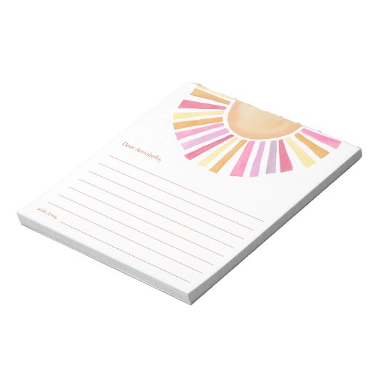 Zeitkapsel Boho Sonnenschein Gelb pink Notizblock (Rotiert)