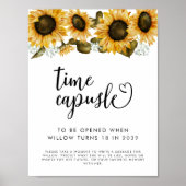 Zeitkapselunterschrift | Birthday Party Sunflower Poster (Vorne)