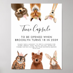 Zeitkapselunterschrift Girl Woodland Geburtstags Poster