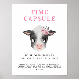 Zeitkapselunterschrift | Kuh Girl Geburtstagsparty Poster