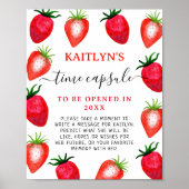 Zeitkapselunterschrift | Strawberry Birthday Party Poster (Vorne)