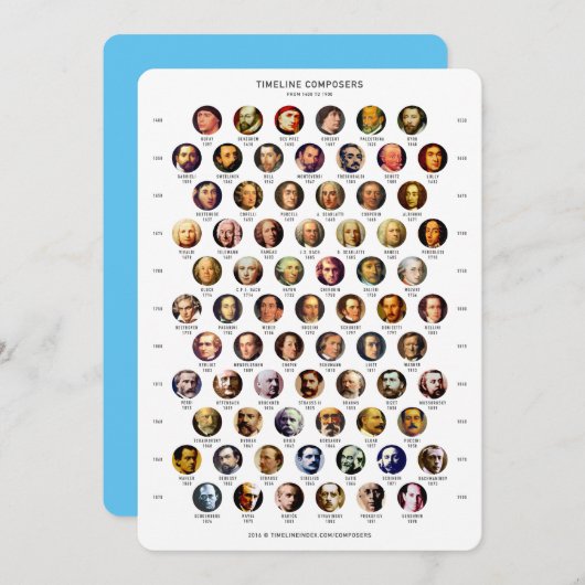 Zeitkarte der Komponisten Feiertagskarte (Vorne/Hinten)