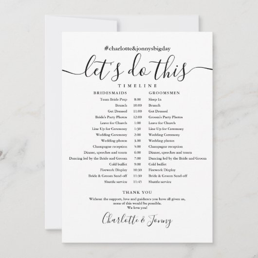 Zeitkarte für Schwarz-Weiß-Hochzeiten Einladung (Vorderseite)