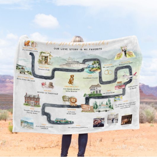 Zeitleiste der Beziehungen | Niedlich Personalisie Fleecedecke