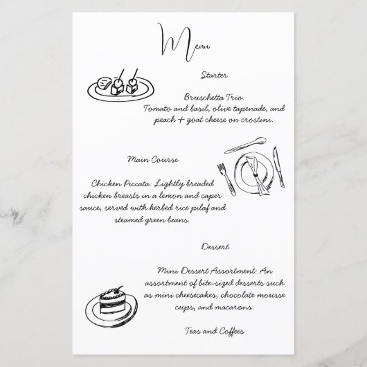 Zeitleiste des Brautparty mit Handzeichnung (Rückseite)