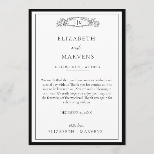 Zeitleiste des Chic Black Botanic Wappen Events Programm (Vorderseite)