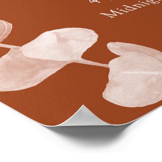Zeitleiste des Hochzeitsprogramms für Burnt orange Poster (Ecke)