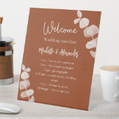 Zeitleiste des Hochzeitsprogramms für Burnt orange Sockelschild (In Situ)