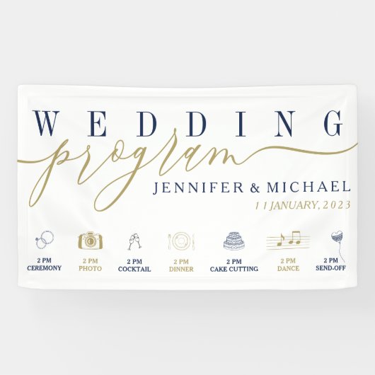 Zeitleiste des Navy Gold Wedding Program Custom Ic Banner (Horizontal)