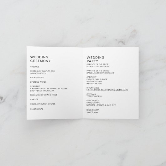 Zeitleiste des Programms "Minimalistische Hochzeit Karte (Innenseite)