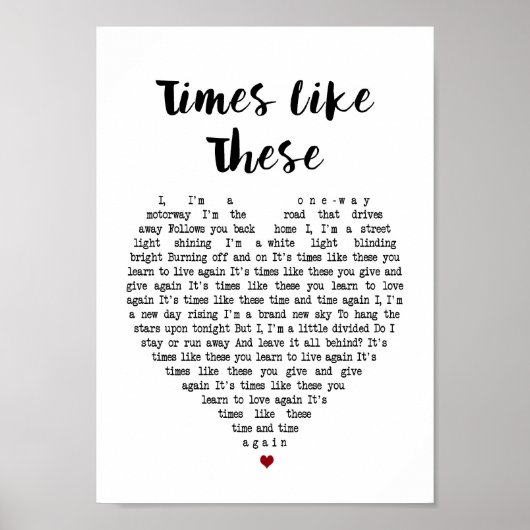 Zeitliche wie diese Heart Song Lyric Wall Art Prin Poster (Vorne)