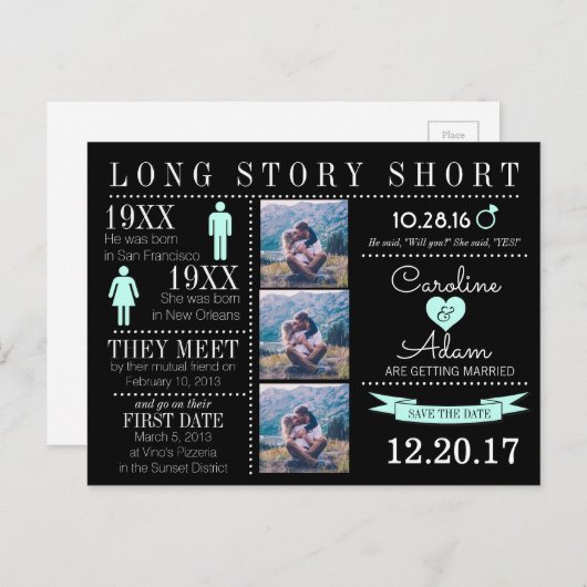 Zeitlicher Save the Date Postkarte (Vorne/Hinten)