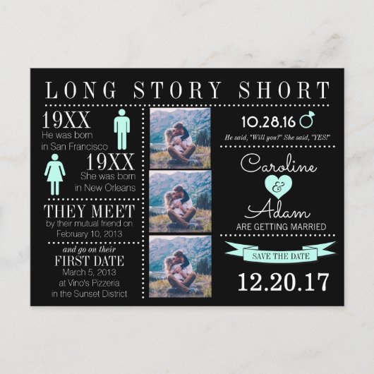 Zeitlicher Save the Date Postkarte (Vorderseite)