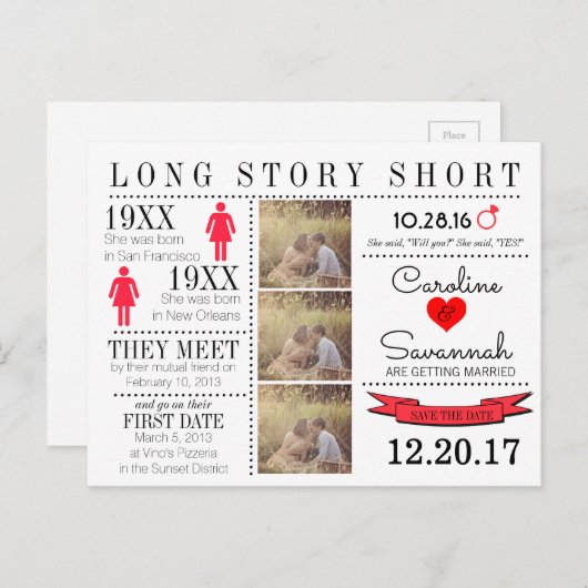 Zeitlicher Save the Date Postkarte (Vorne/Hinten)