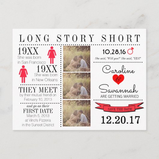 Zeitlicher Save the Date Postkarte (Vorderseite)