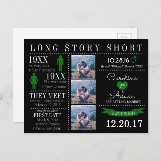 Zeitlicher Save the Date Postkarte (Vorne/Hinten)